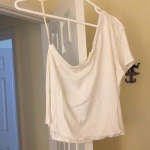 White off the shoulder tee shirt